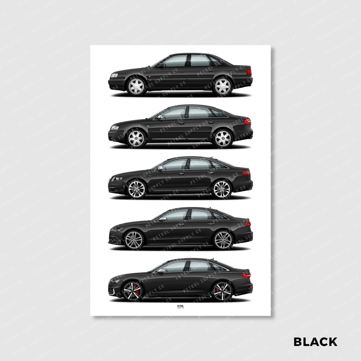 Audi S6 Poster Evolution Generations - black