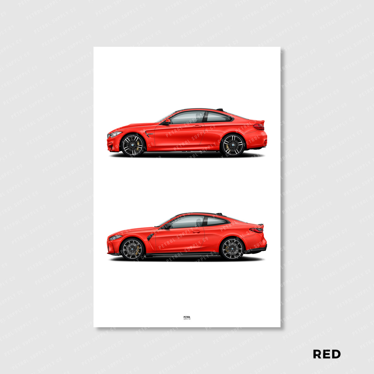 BMW M4 Poster Evolution Generations - red