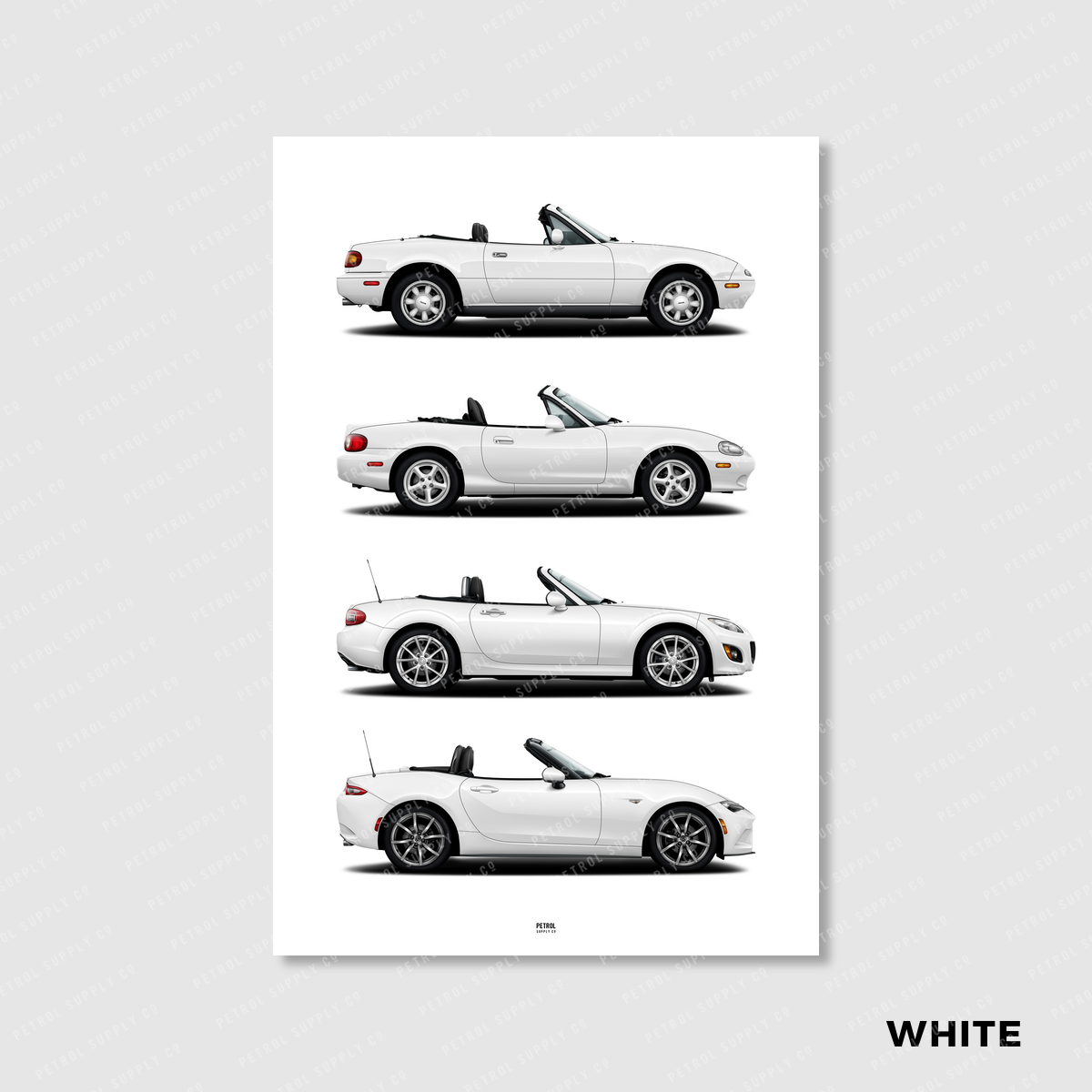 Mazda MX-5 Miata Evolution Generations Poster