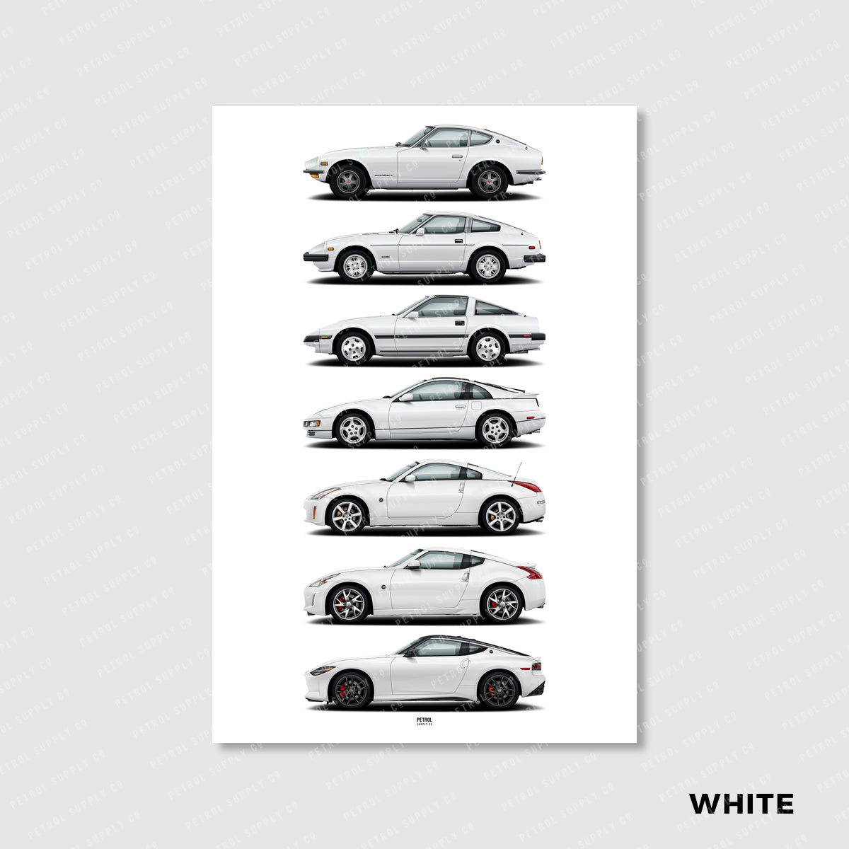 Nissan Z Poster Evolution Generations - white