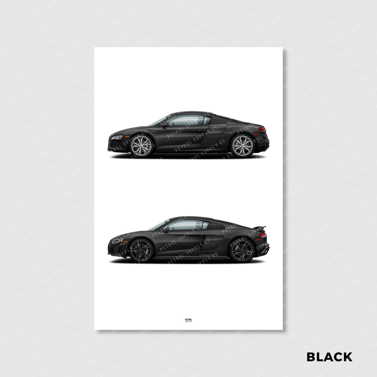 Audi R8 Poster Evolution Generations - black