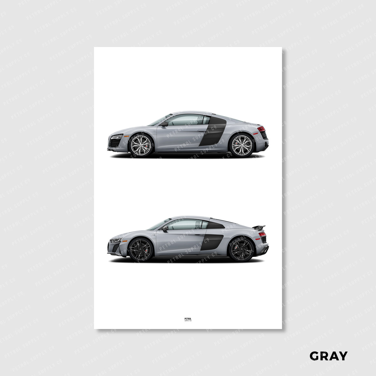 Audi R8 Poster Evolution Generations - gray
