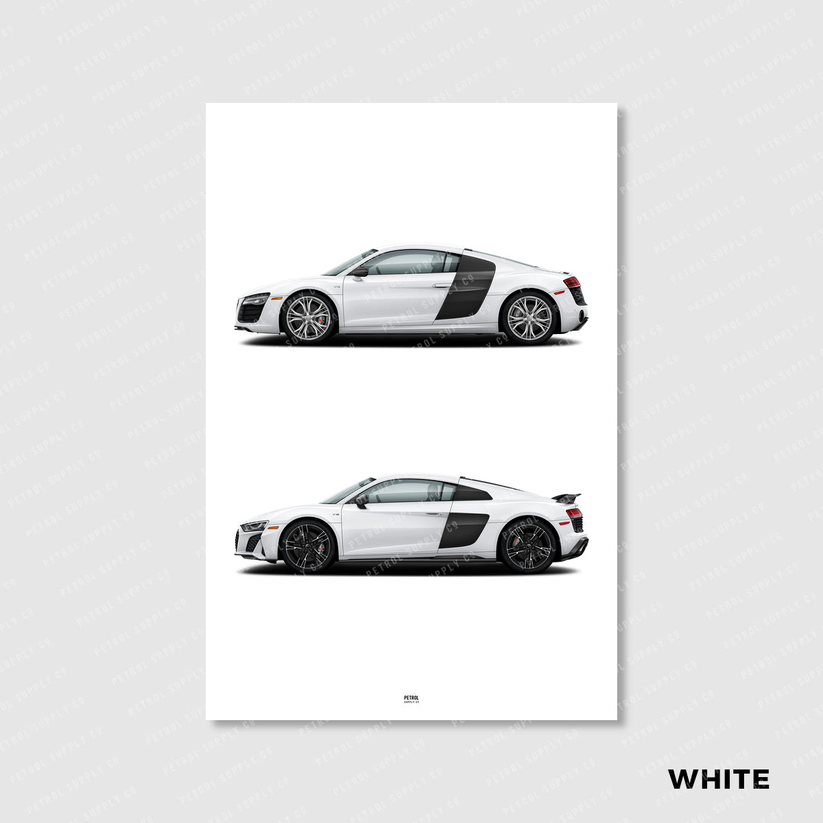 Audi R8 Poster Evolution Generations - white