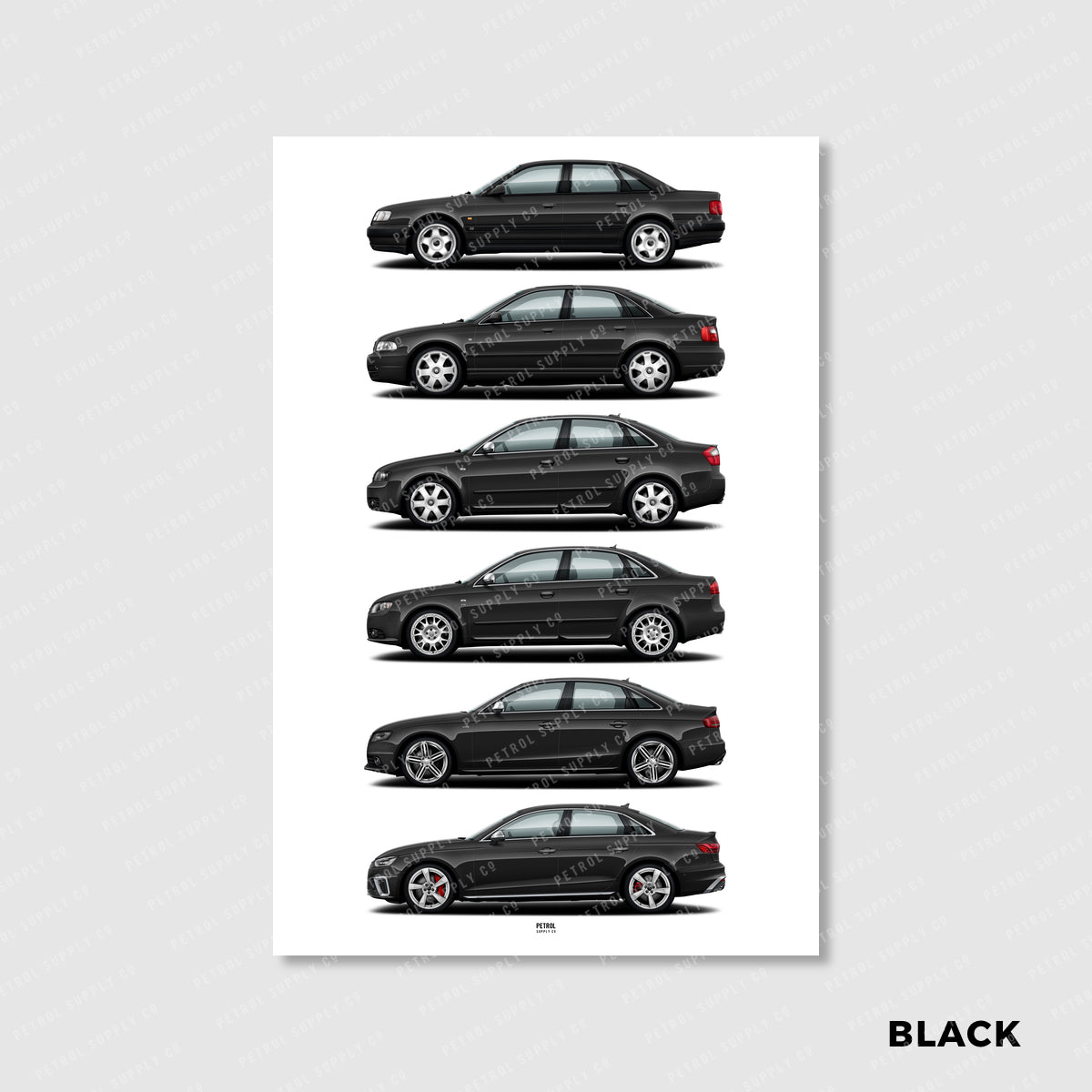 Audi S4 Poster Evolution Generations - black