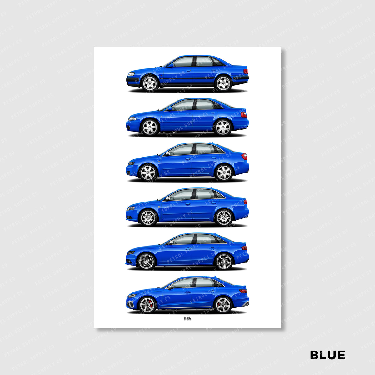 Audi S4 Poster Evolution Generations - blue