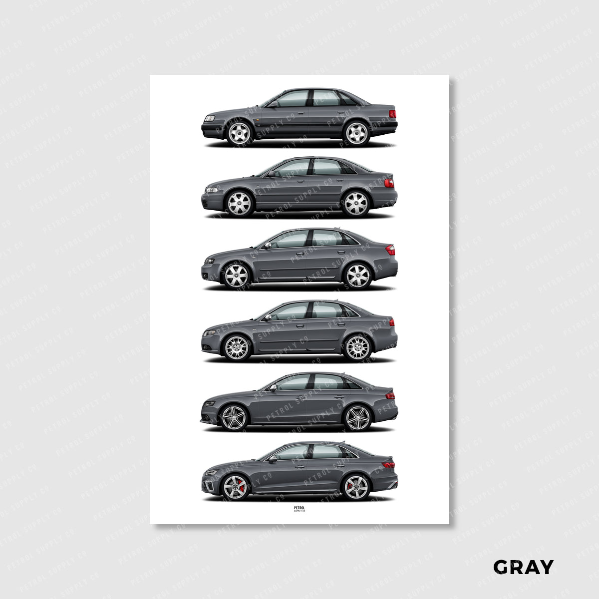 Audi S4 Poster Evolution Generations - gray