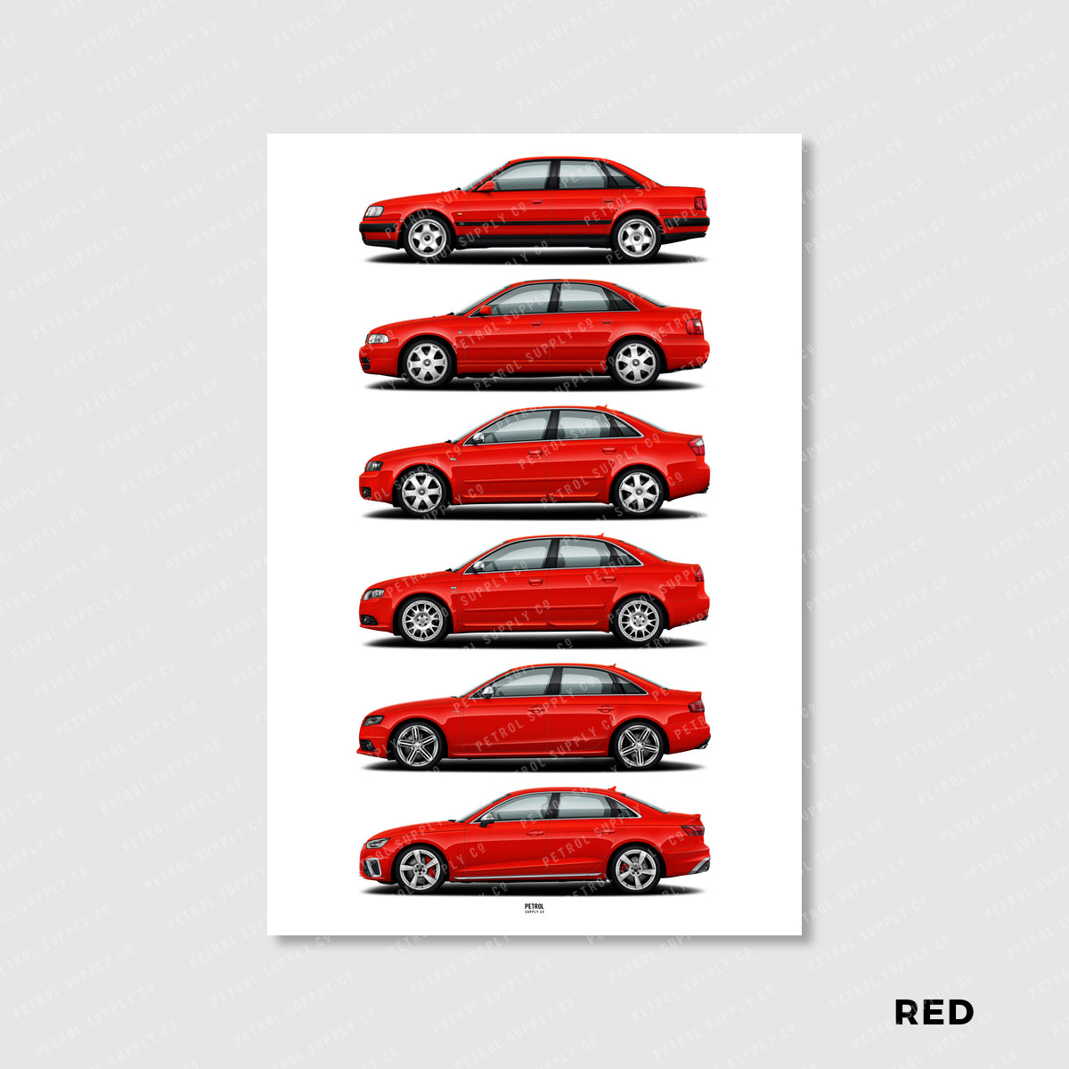 Audi S4 Poster Evolution Generations - red