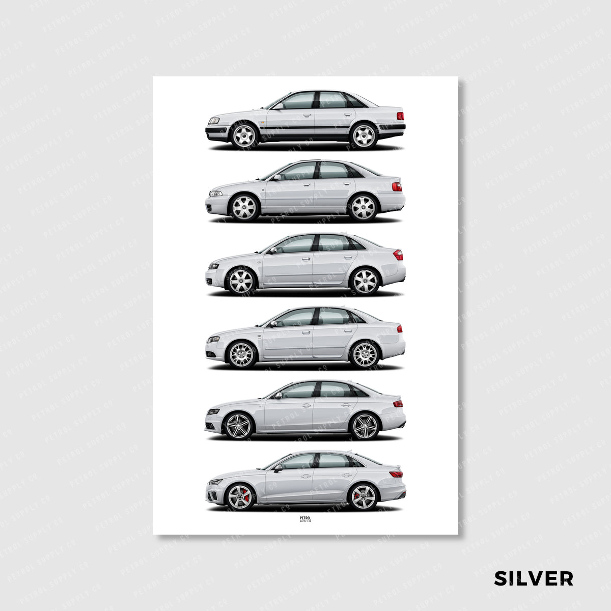 Audi S4 Poster Evolution Generations - silver