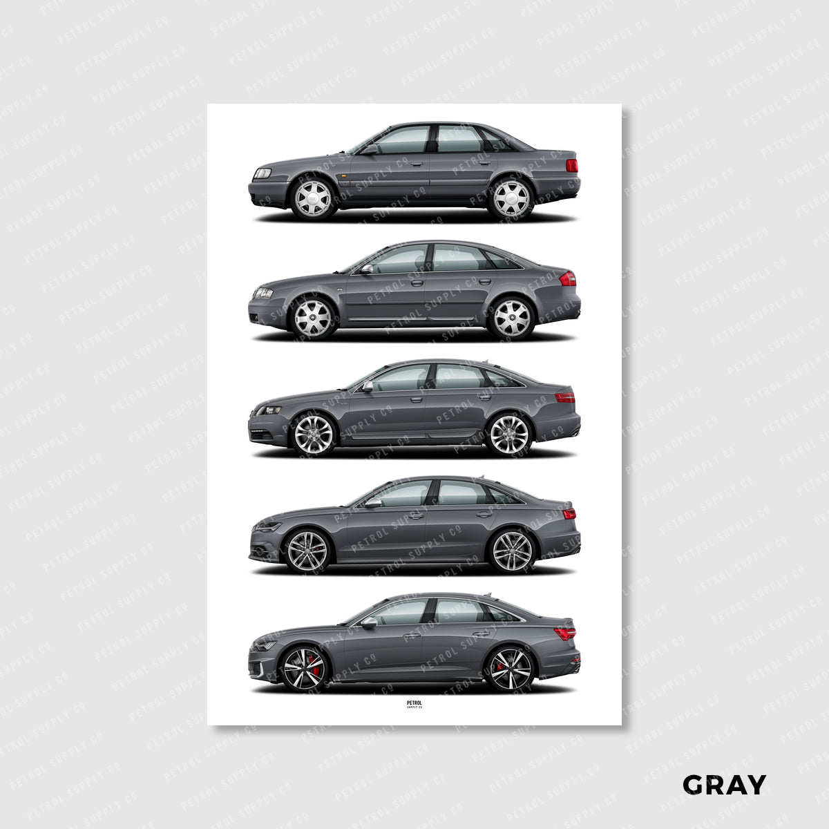 Audi S6 Poster Evolution Generations - gray