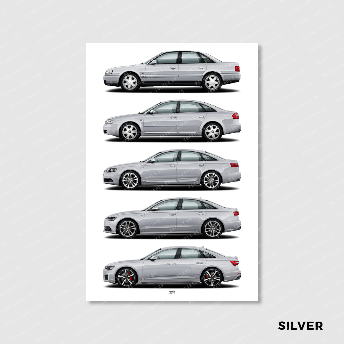 Audi S6 Poster Evolution Generations - silver