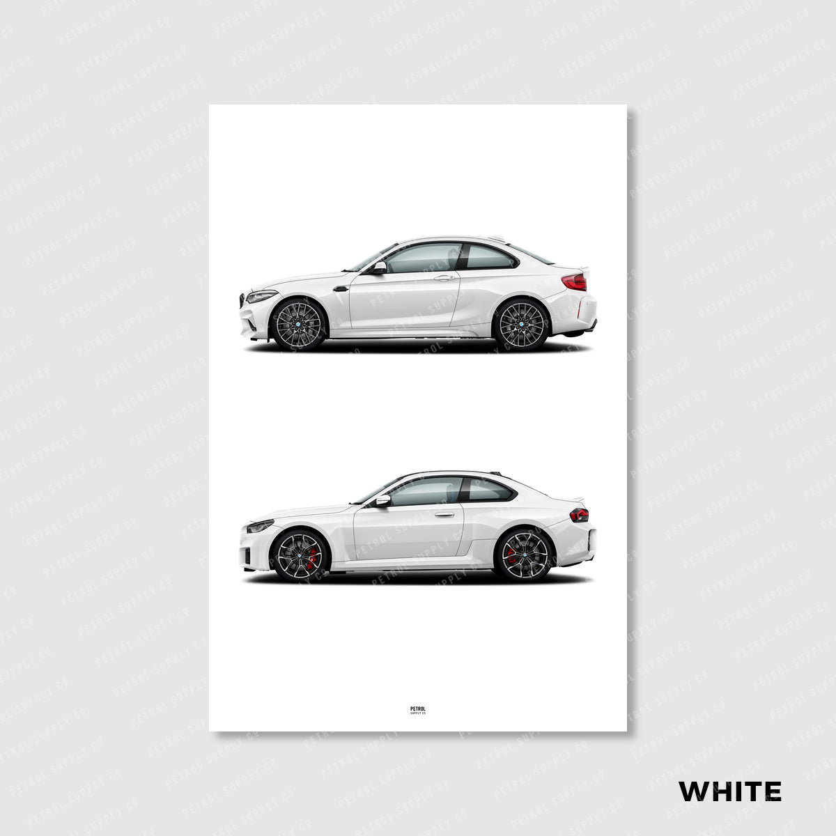 BMW M2 Poster Evolution Generations - white