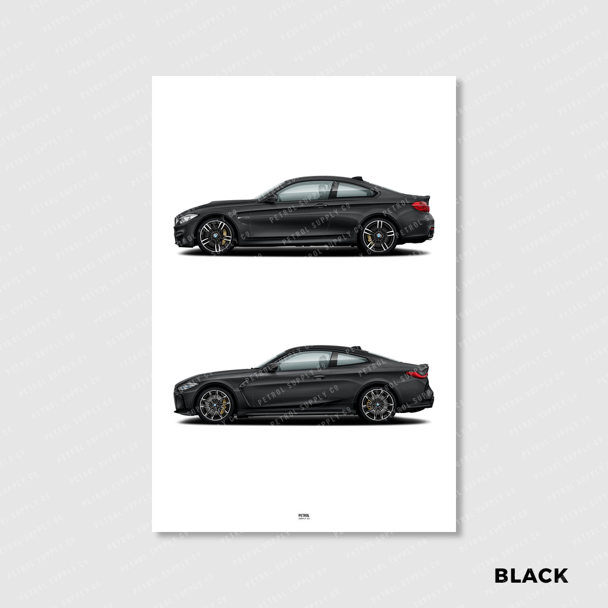BMW M4 Poster Evolution Generations - black