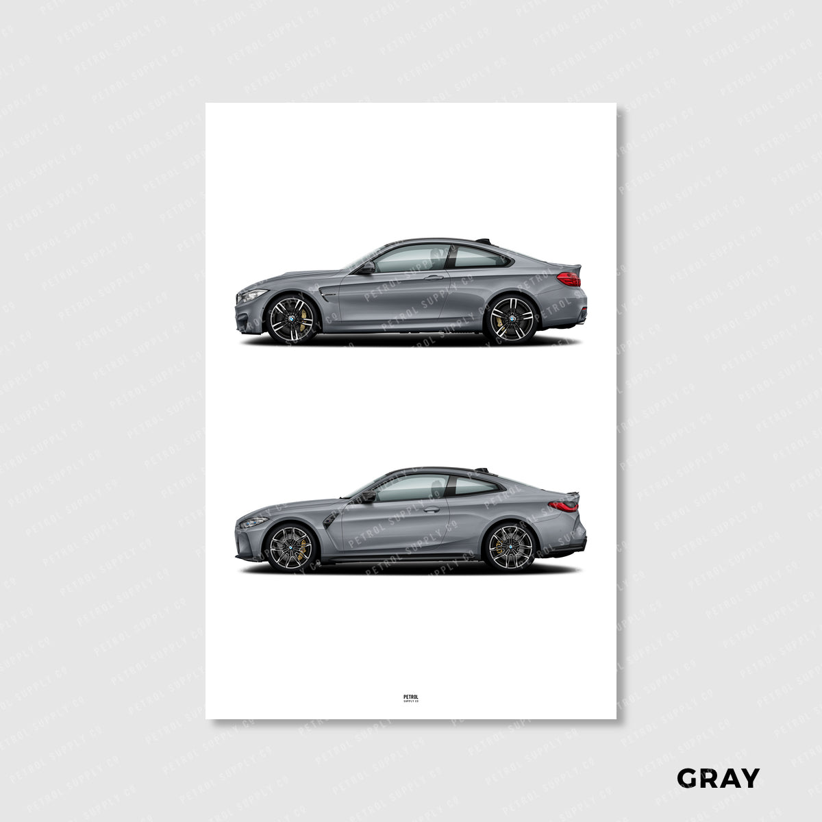 BMW M4 Poster Evolution Generations - gray