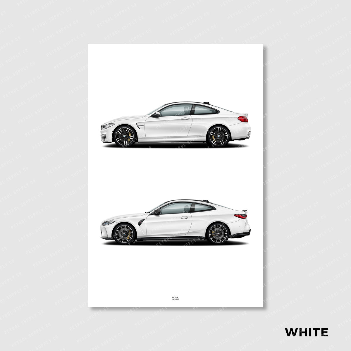 BMW M4 Poster Evolution Generations - white