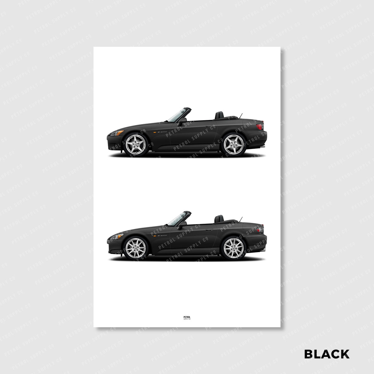 Honda S2000 Poster Evolution Generations - black