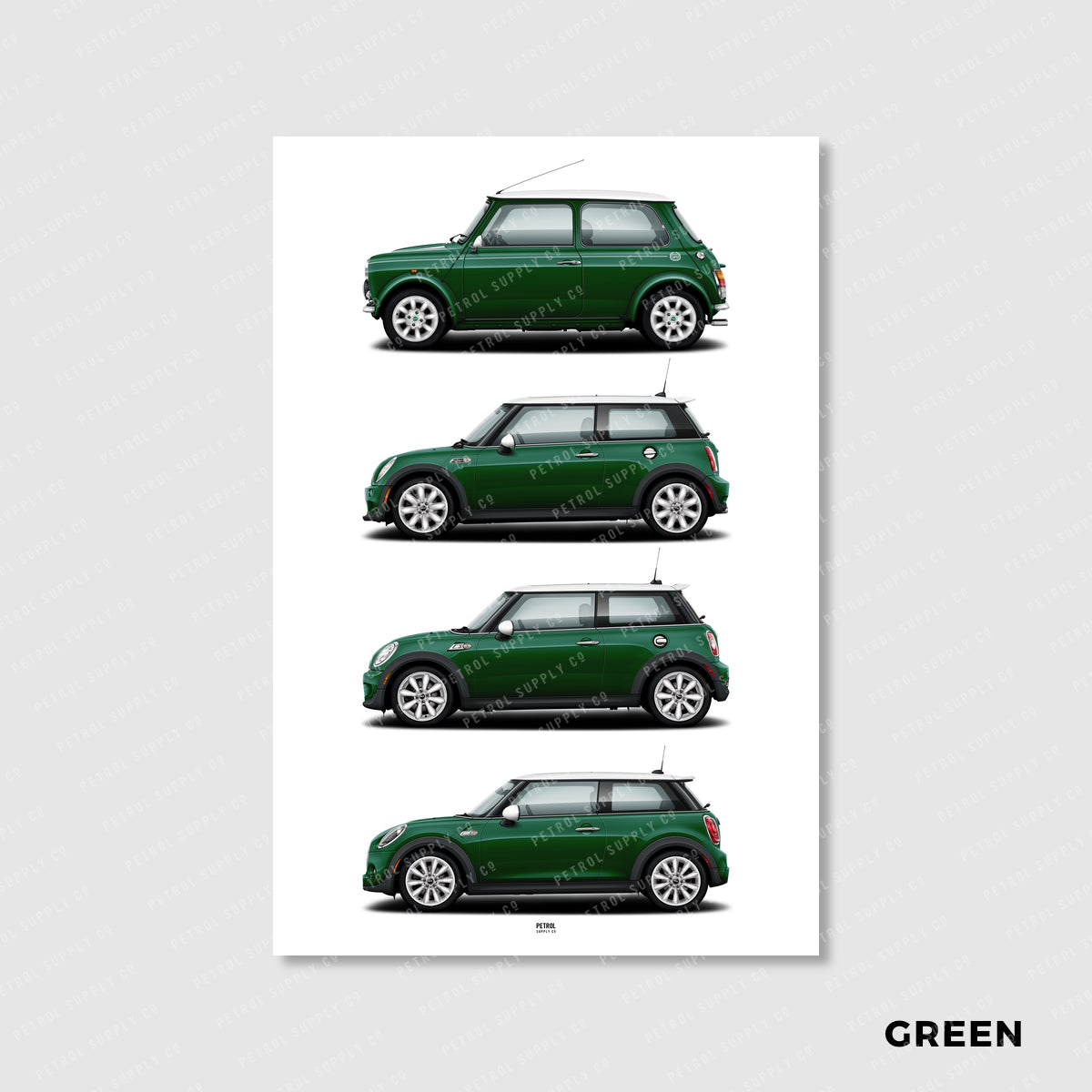 MINI Cooper Poster Evolution Generations - green