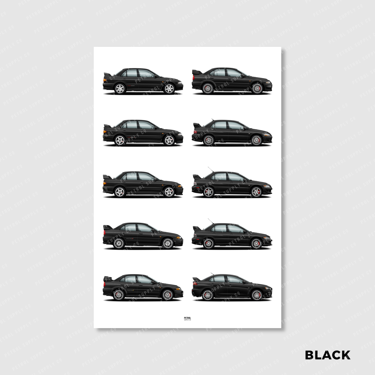 Mitsubishi Lancer Evo Poster Evolution Generations