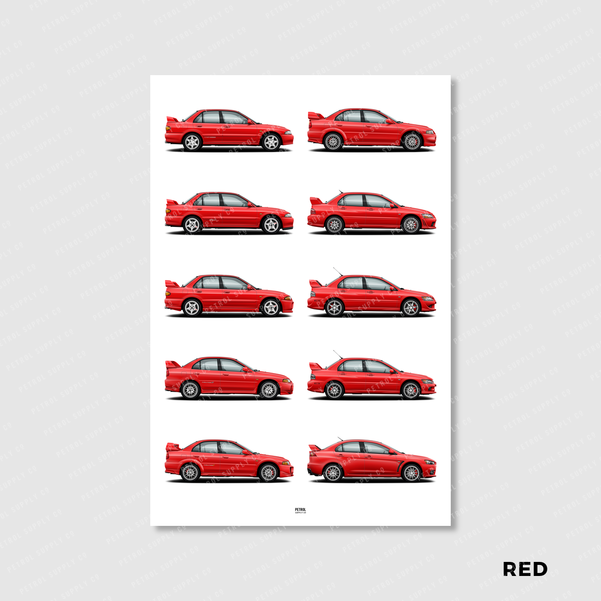 Mitsubishi Lancer Evo Poster Evolution Generations