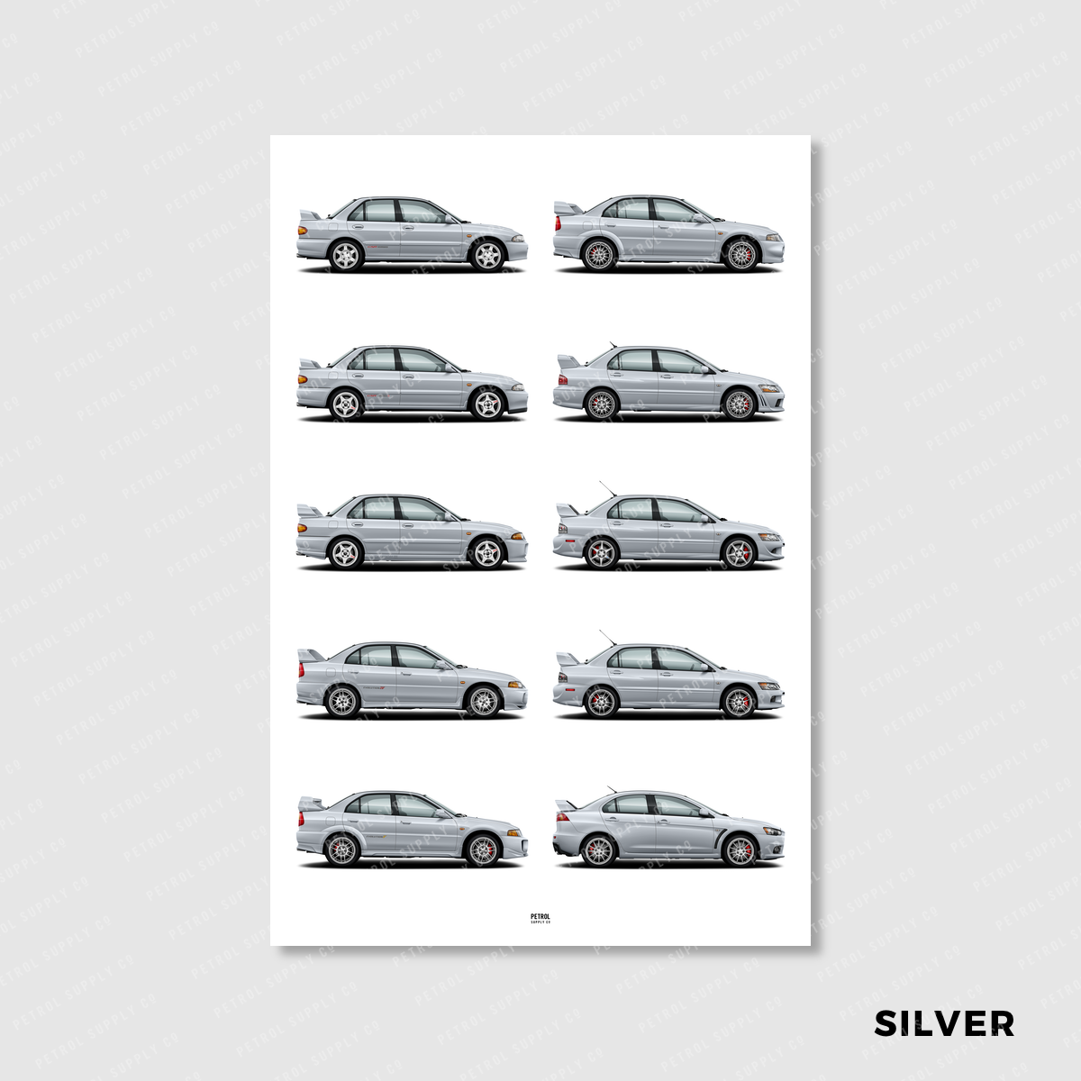 Mitsubishi Lancer Evo Poster Evolution Generations