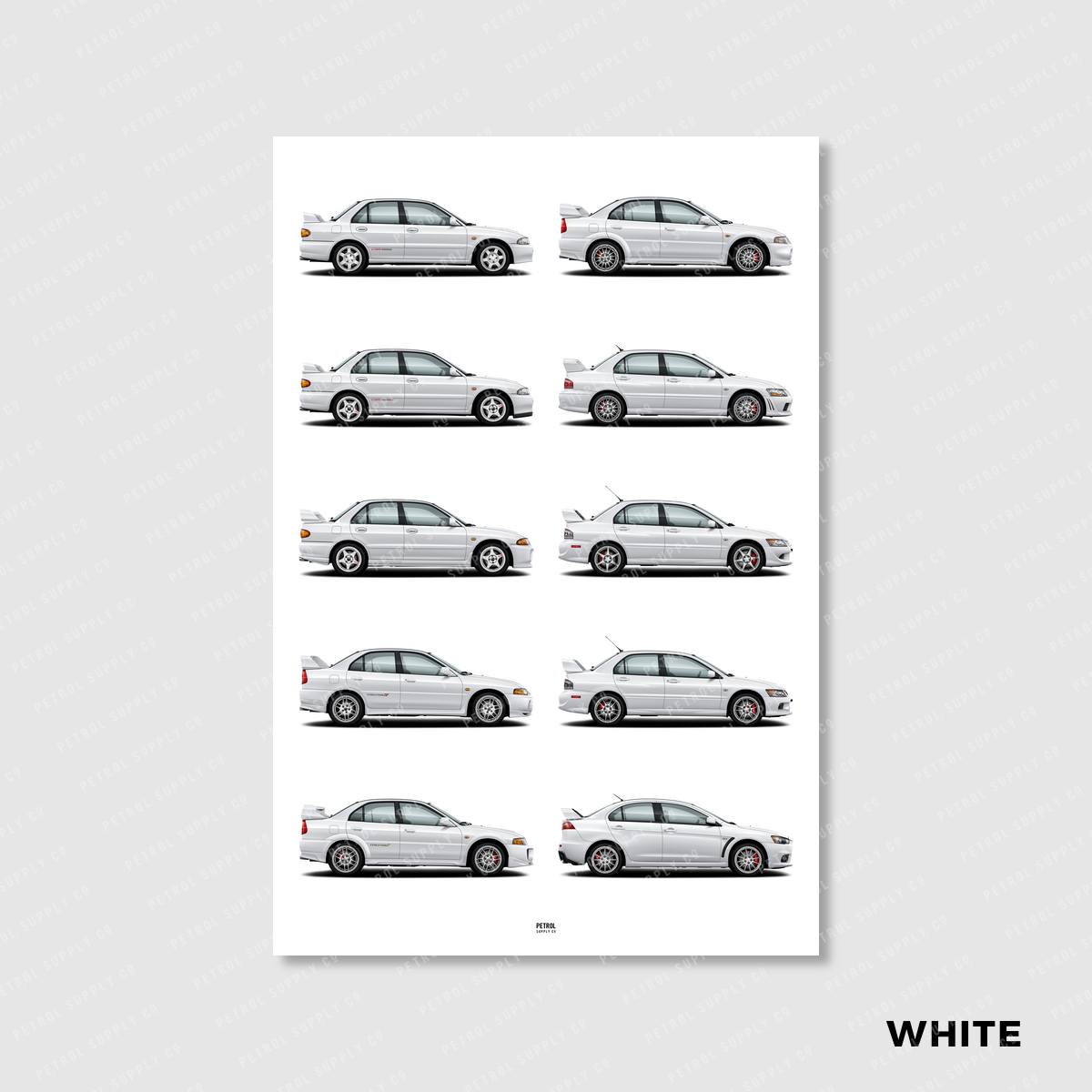 Mitsubishi Lancer Evo Poster Evolution Generations