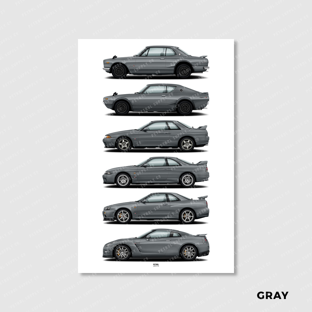 Nissan GT-R Poster Evolution Generations - gray