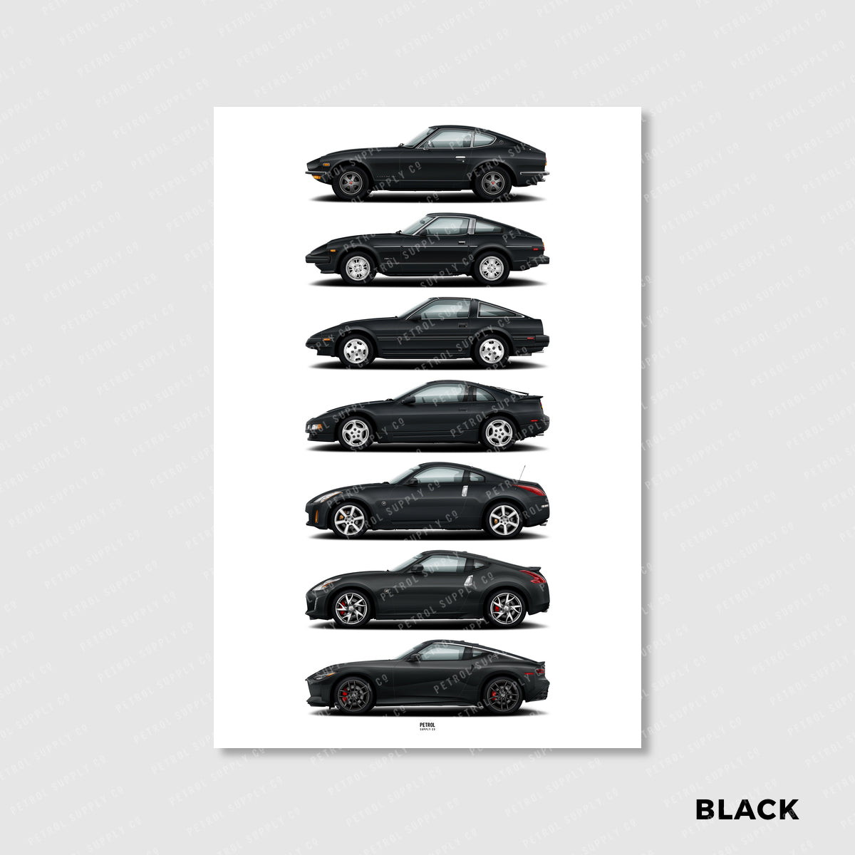 Nissan Z Poster Evolution Generations - black
