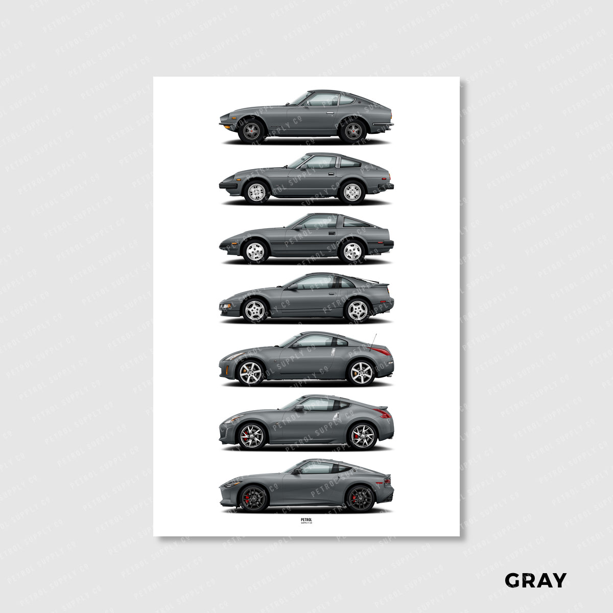 Nissan Z Poster Evolution Generations - gray