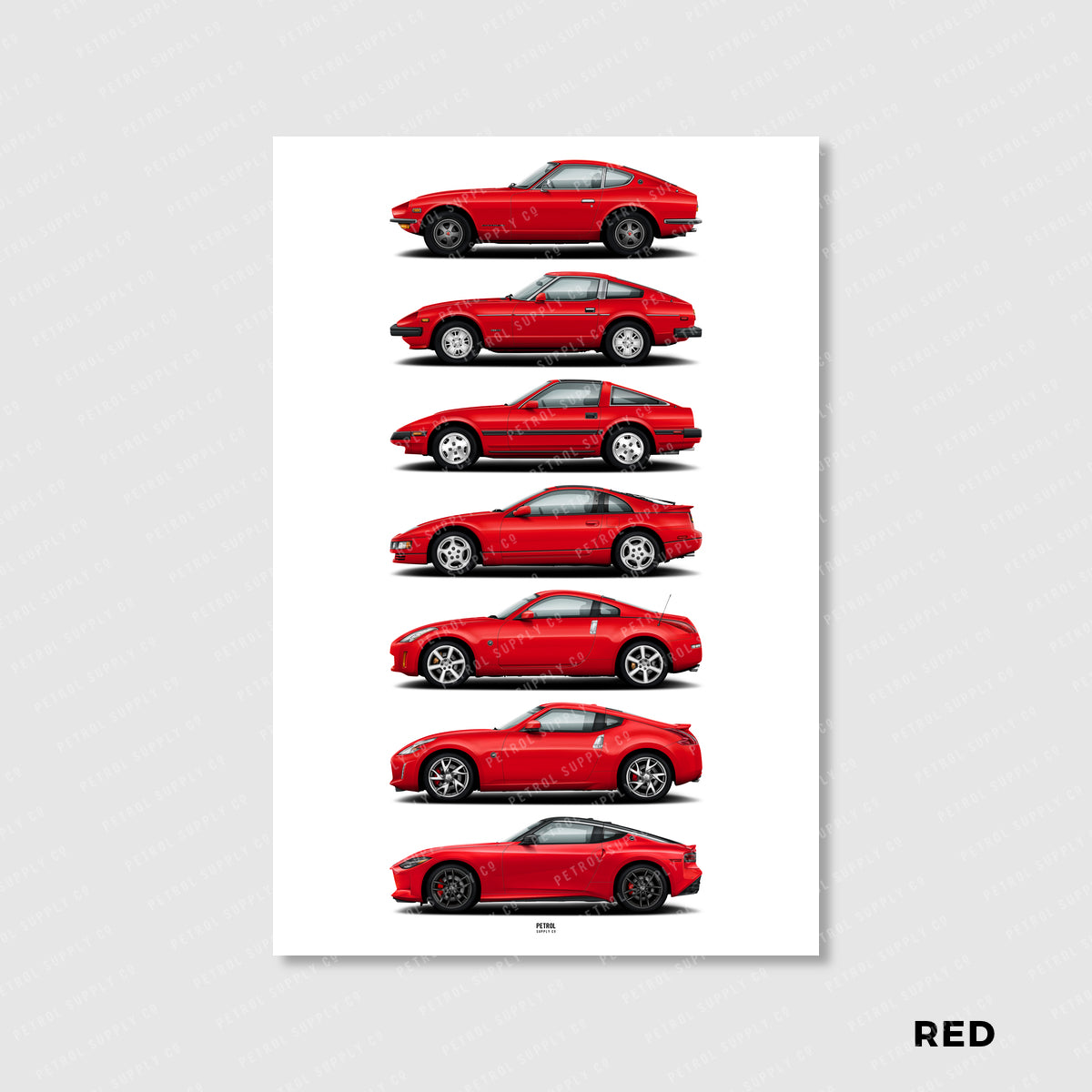 Nissan Z Poster Evolution Generations - red
