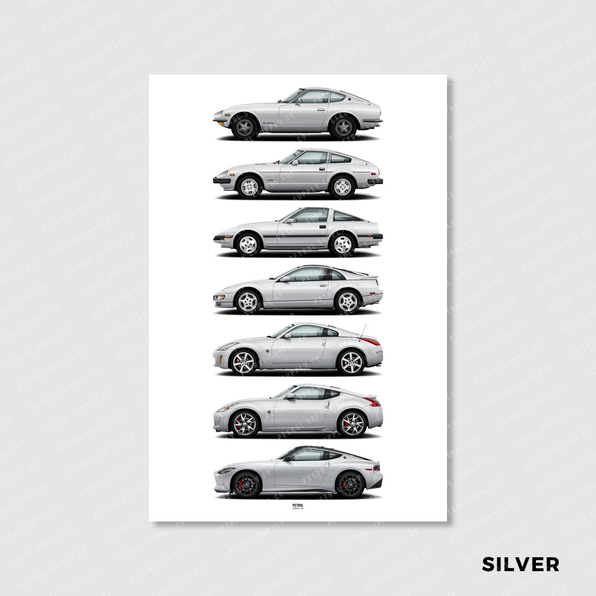 Nissan Z Poster Evolution Generations - silver