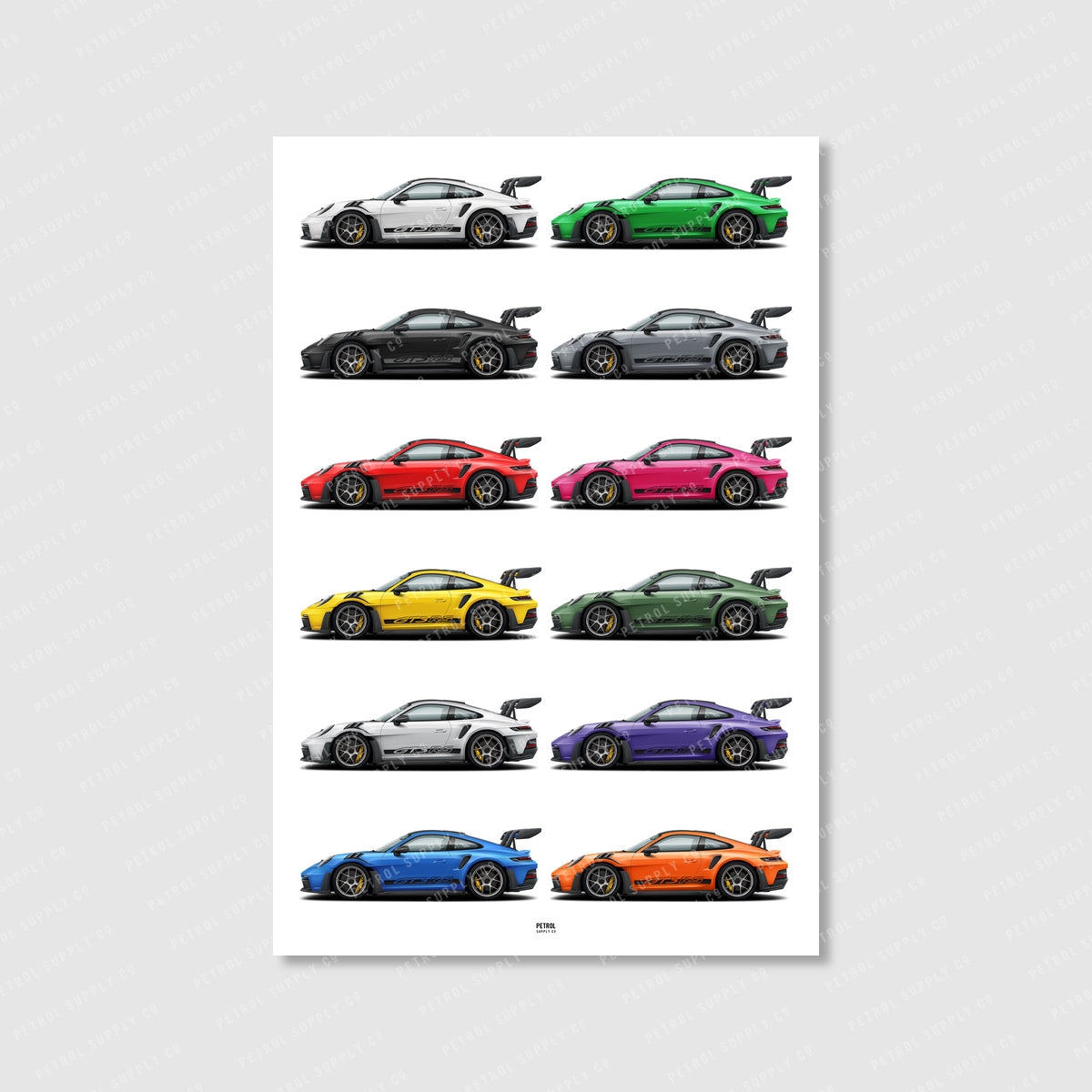 Porsche 911 GT3 RS (992) Poster Colors