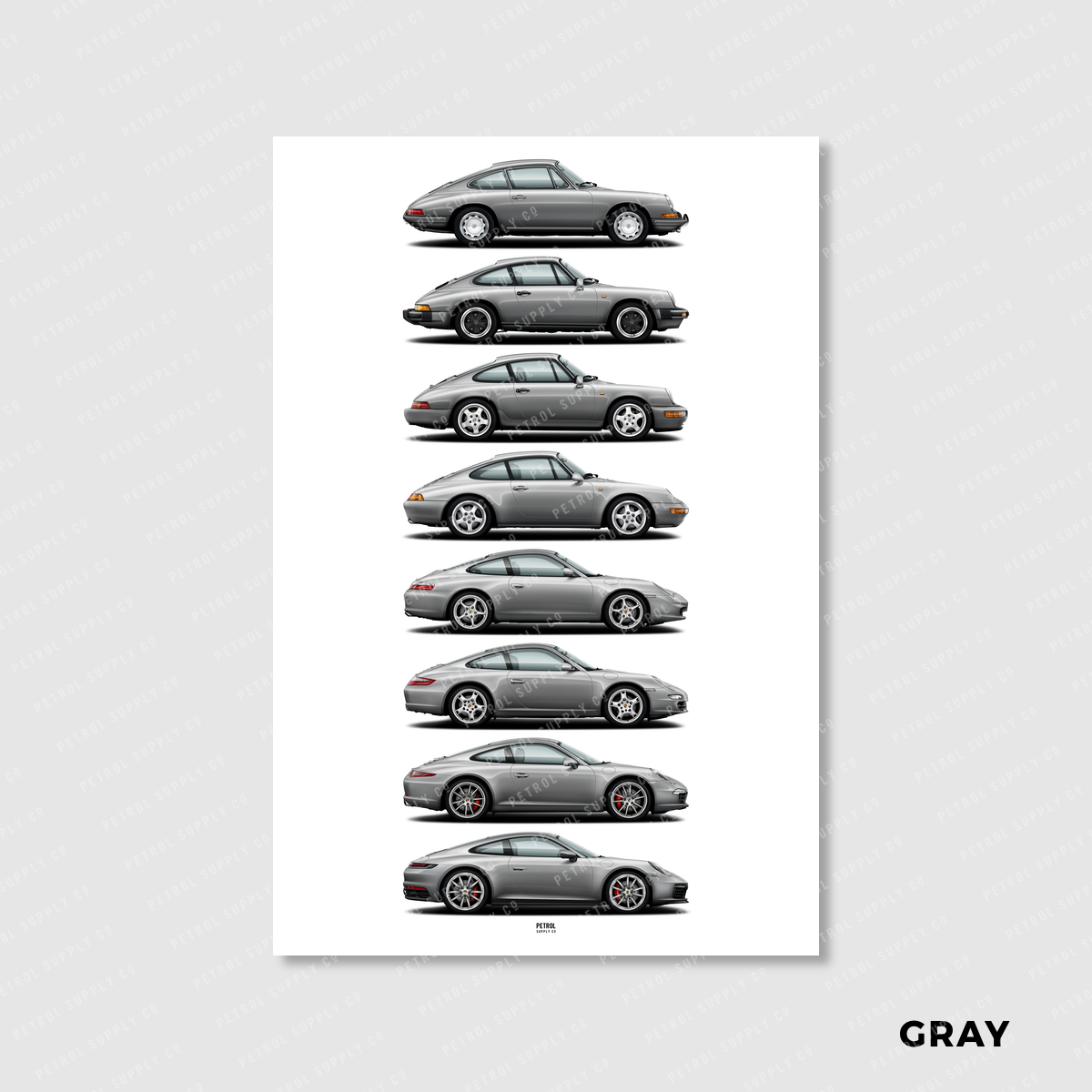 Porsche 911 Evolution Generations Poster