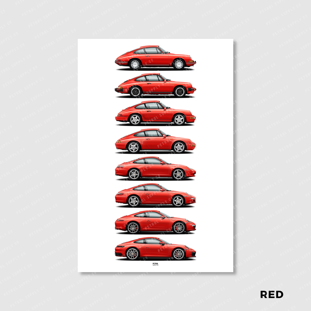 Porsche 911 Evolution Generations Poster