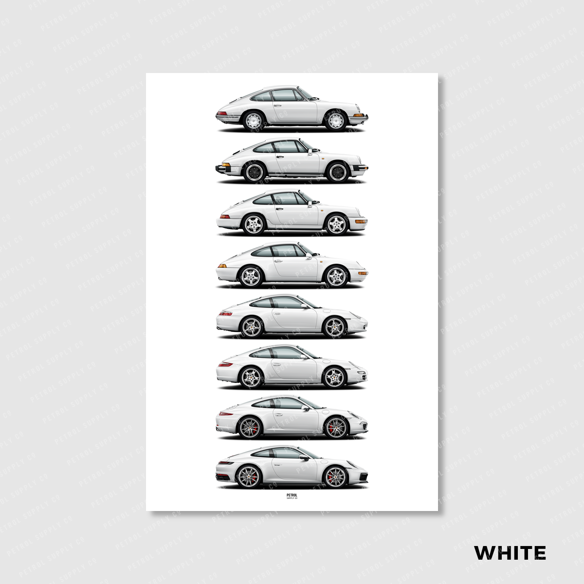 Porsche 911 Evolution Generations Poster