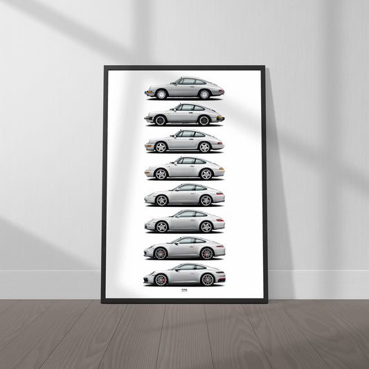 Porsche 911 Poster Evolution Generations