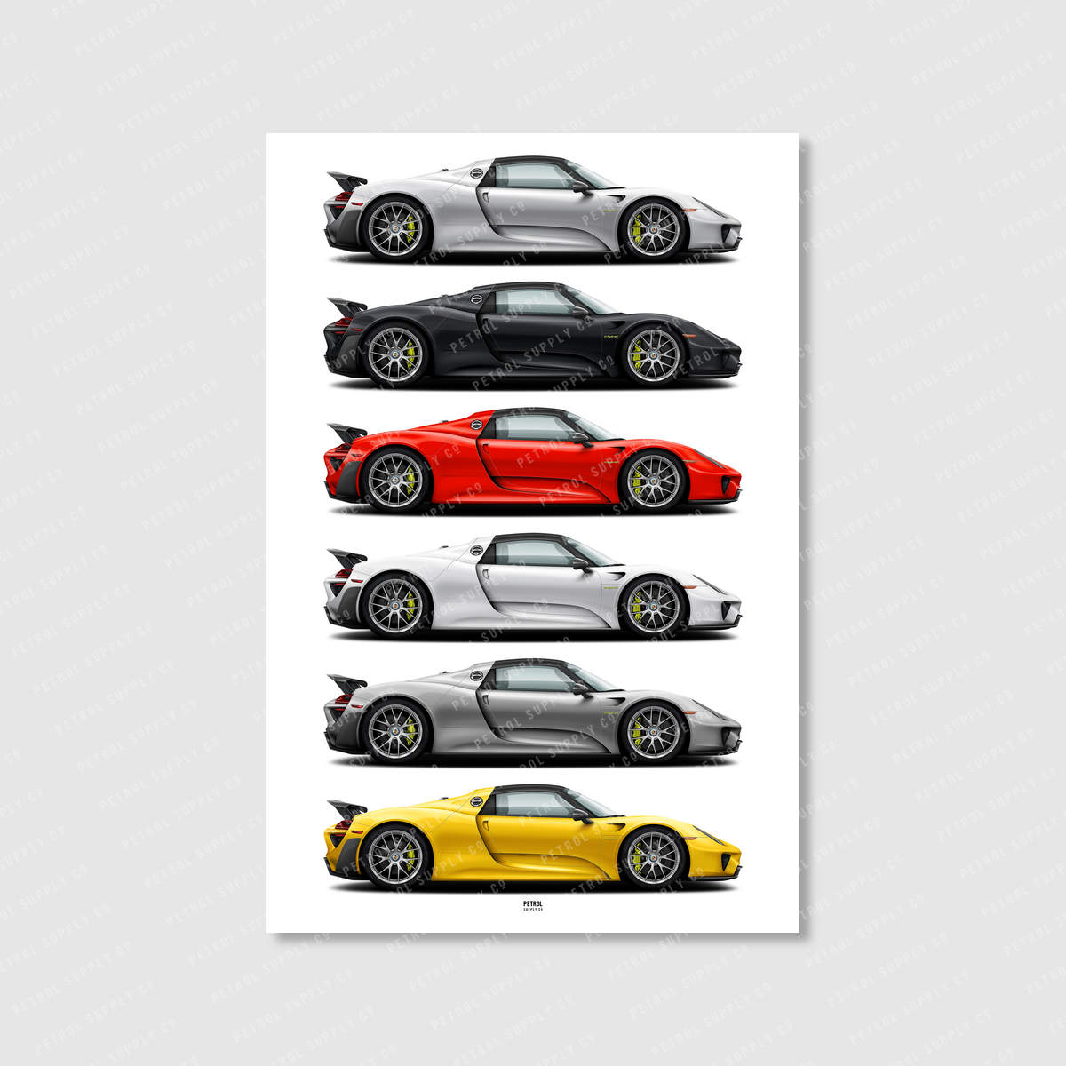 Porsche 918 Spyder Colors Poster