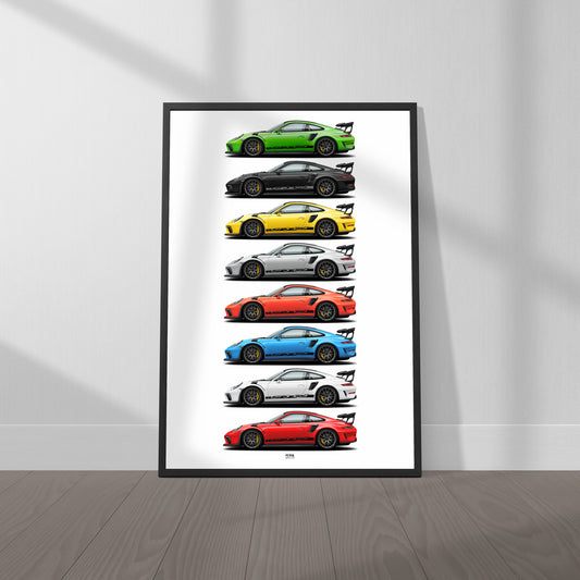 Porsche 911 GT3 RS (991.2) Colors poster