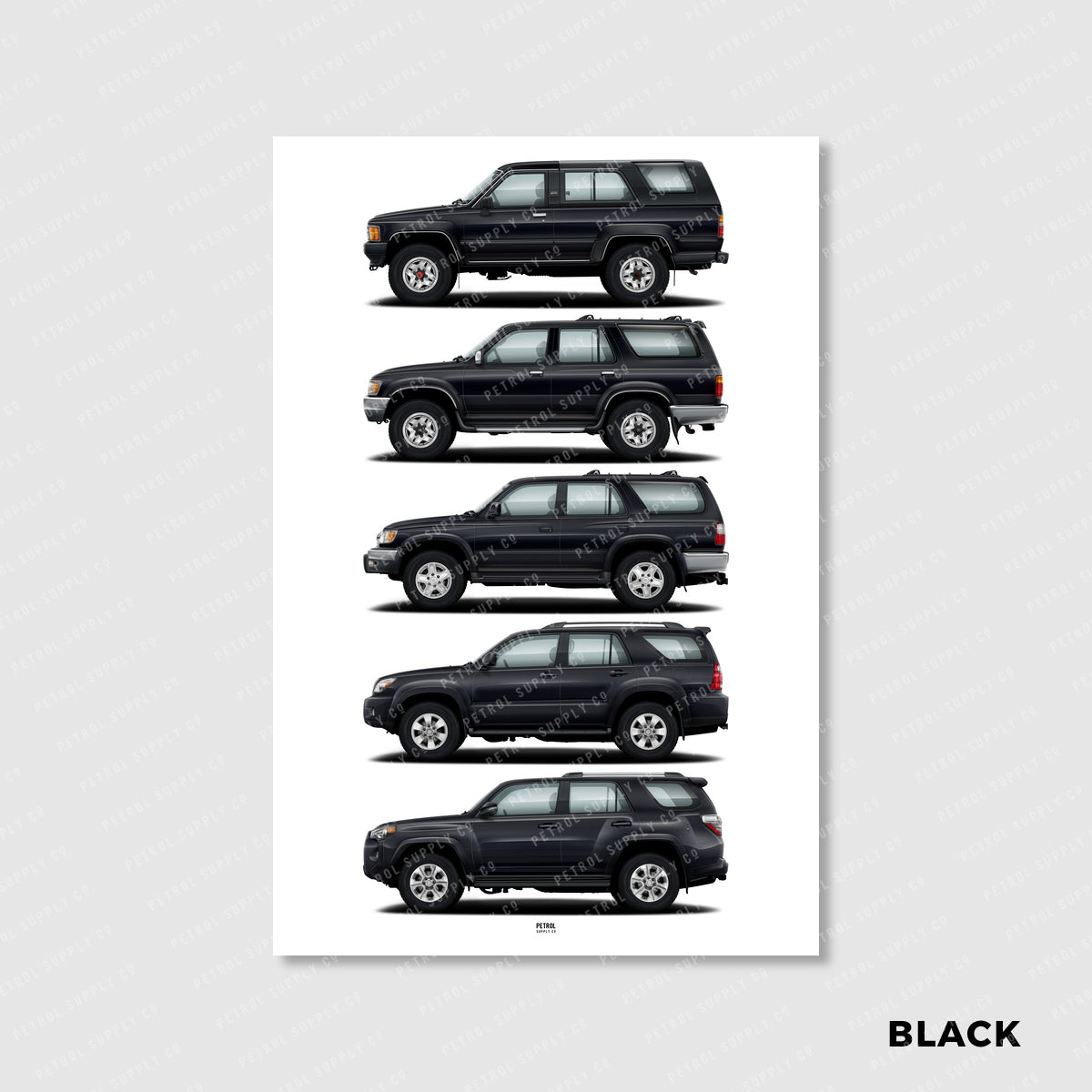 Toyota 4Runner Poster Evolution Generations - black
