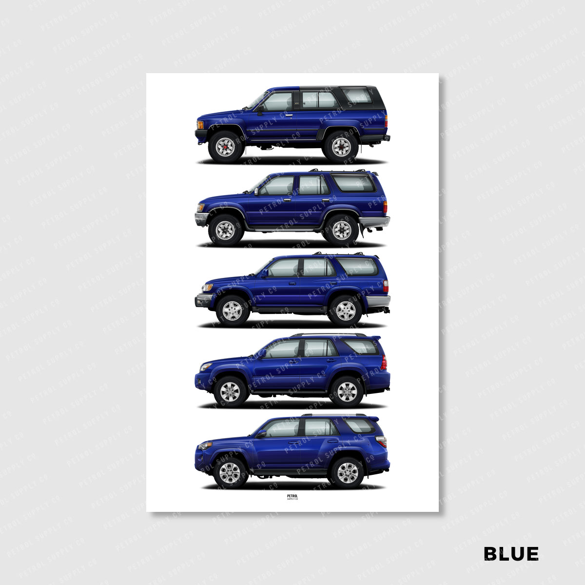 Toyota 4Runner Poster Evolution Generations - blue