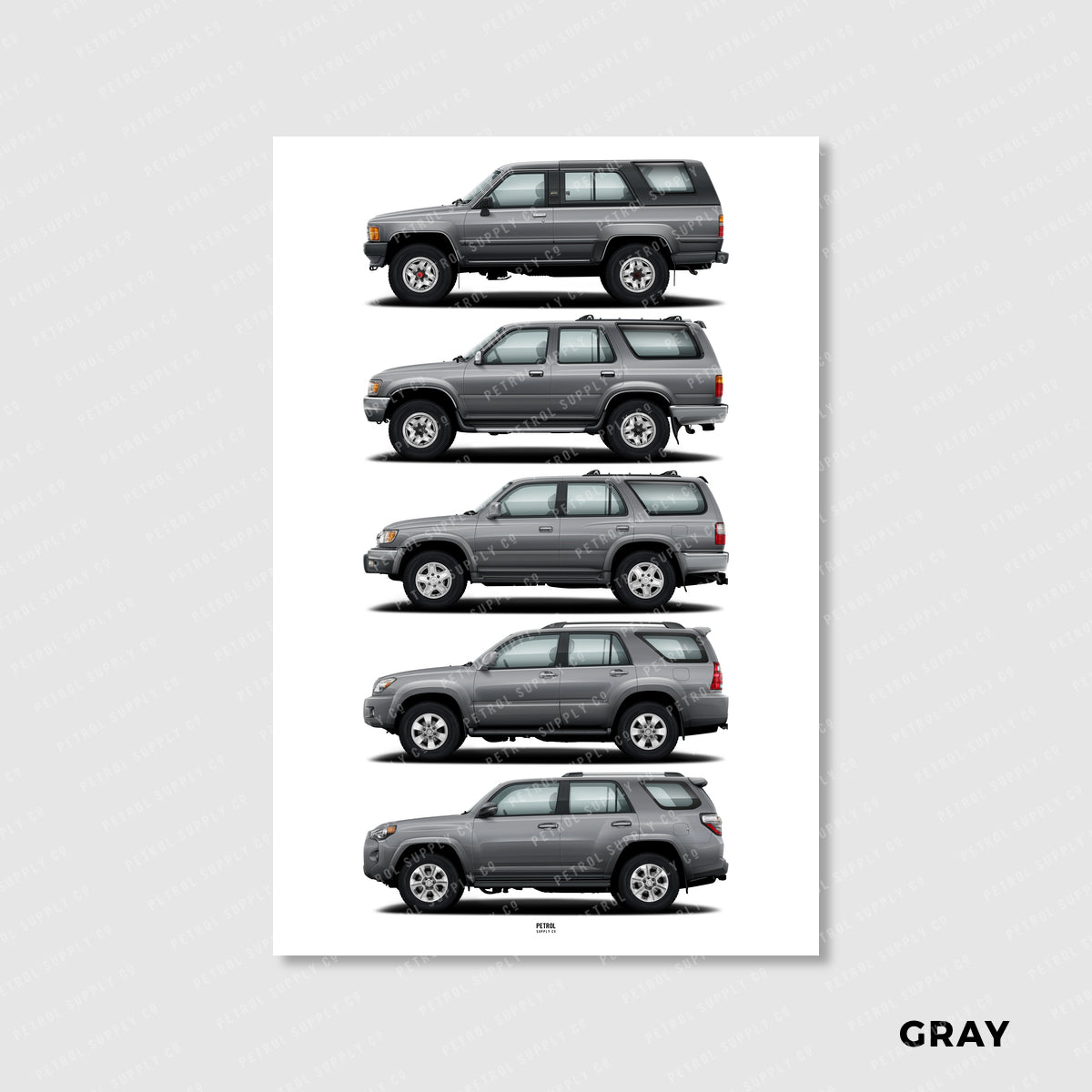 Toyota 4Runner Poster Evolution Generations - gray