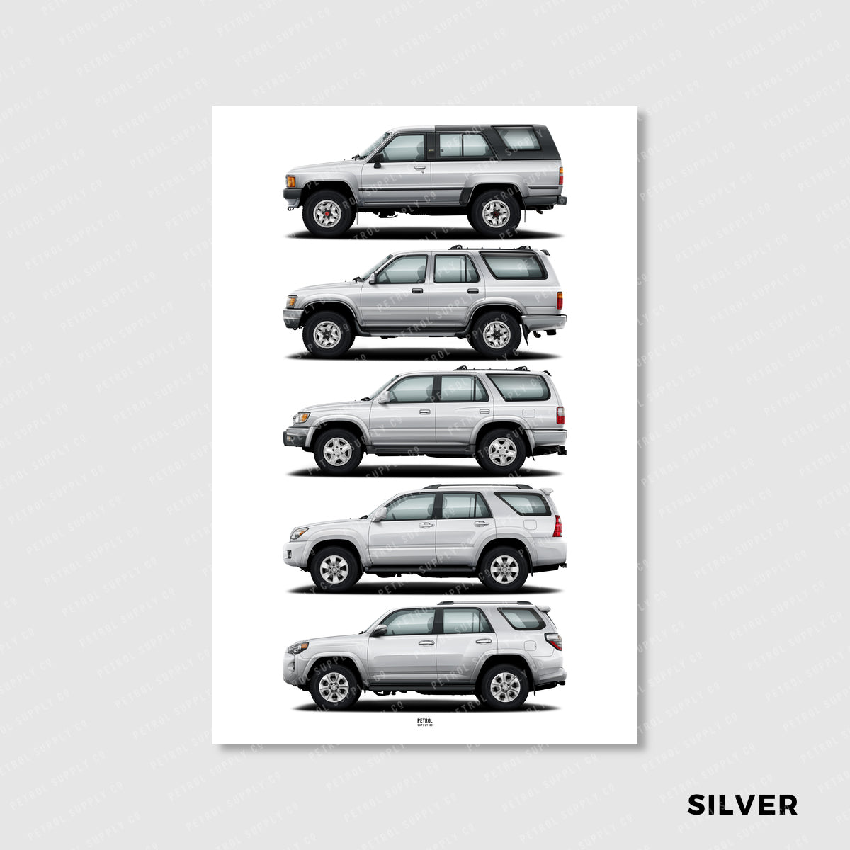 Toyota 4Runner Poster Evolution Generations - silver
